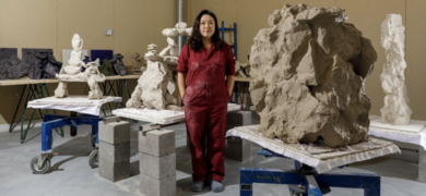 Meekyoung Shin and some of her soap sculptures