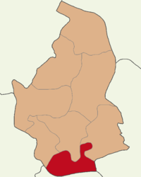 Map showing Derinkuyu District in Nevşehir Province