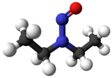 Ball-and-stick model of nitrosodiethylamine