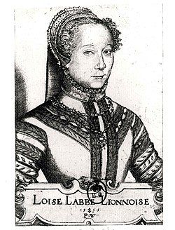 Louise Labé; engraving by Pierre Woeiriot, 1555