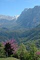 Vikos-Aoos National Park. The village Vikos in the center; in the background is Tymfi peak Astraka.