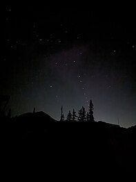 Starlink satellite over Mt. Rainier by WhatWeGetFromThisAdventure