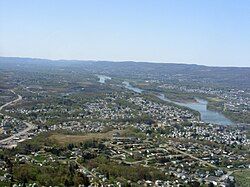 Aerial view of Greater Pittston. Pittston City can be seen on the right (along the Susquehanna River).