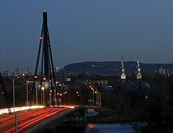 Ahuntsic-Cartierville seen from Laval across the Papineau-Leblanc Bridge