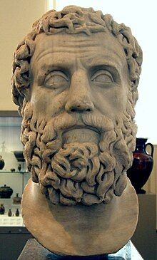 Bust of a bearded man, possibly Archilochus. Roman copy (c. 2nd century BC) of Greek original (4th century BC).