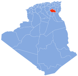 Map of Algeria highlighting Biskra