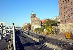 Looking north from 161st Street pedestrian overpass at Major Deegan Expressway