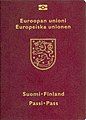 Front cover of a 2006–2012 biometric Finnish passport