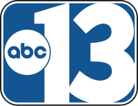 Inside a blue rounded rectangle with white and black trim, a white numeral 13. Slightly overlapping to the left of the 1 is the ABC network logo, a white disk with the blue lowercase letters "a b c".