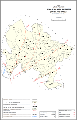 Map showing Pahremau (#283) in Amawan CD block