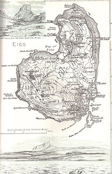 Map of Eigg 1892, with Eilean Chathastail to its Southeast