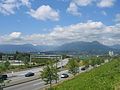 Highway 1 on- and off-ramps, with North Vancouver District in the background.