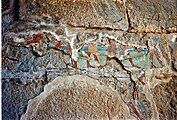 Painting on plaster on the wall of the mastaba of Isesi-ankh.