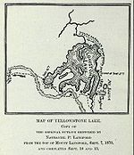 Map of Yellowstone Lake as sketched by Langford during expedition