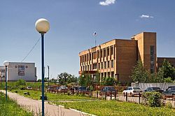 District administration building in Krasnoarmeyskoye, Krasnoarmeysky District