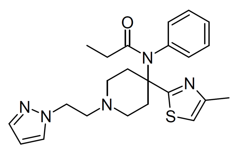 File:4-(Methylthiazolyl)-pyrazolylethylfentanyl structure.png