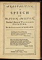 Image 3First page of John Milton's 1644 edition of Areopagitica, in which he argued forcefully against the Licensing Order of 1643 (from Freedom of speech)