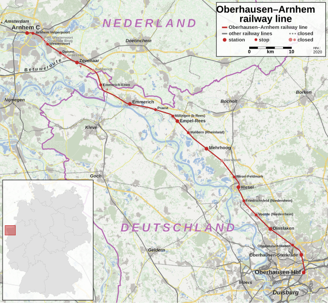 File:Bahnstrecke Oberhausen–Arnhem Karte.svg