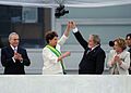 Michel Temer, Dilma Rousseff, Lula da Silva and Marisa Letícia at Rousseff's inaugural ceremony.