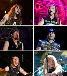 Top: Steve Harris (L), Dave Murray (R) Middle: Adrian Smith (L), Bruce Dickinson (R) Bottom: Nicko McBrain (L), Janick Gers (R)