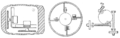 Early mouse patents. From left to right: Opposing track wheels by Engelbart, Nov. 1970, U.S. patent 3,541,541. Ball and wheel by Rider, Sept. 1974, U.S. patent 3,835,464. Ball and two rollers with spring by Opocensky, Oct. 1976, U.S. patent 3,987,685.