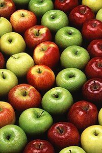 Green and red apples