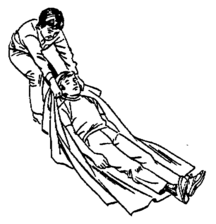 —A victim without a serious injury in the spine (in the back or the neck) can be pulled through the floor, which is easier on a blanket, carpet or another tissue located under most of the body. —Carrying on a base to victims with a suspected spinal injury would require to place them carefully, while keeping their head and back in the same position they were, on a higher or much thicker base (as a litter or mattress), for a better displacement.