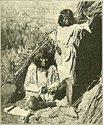 Chipping a stone knife, 1901