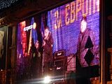 Giant advertising screen on the façade of Trade Unions Building broadcasts Vitali Klitschko addressing the crowds at the Maidan Nezalezhnosti, 3 December 2013.