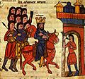 Leonese kingdom's interpretation of the Solomon's coronation from the 12th-century bible of San Isidoro de León, made in 1162.