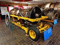 An engine on display at Cranfield University