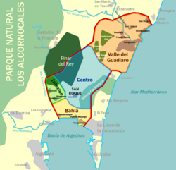 Santa Margarita in relation to nearby settlements