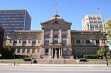 The Courthouse in downtown South Bend. The County-city building is visible in the background.