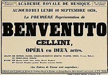 advertising poster giving title, date and venue of operatic premiere