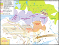 Image 53Map of the ancient Baltic homelands at the time of the Hunnish invasions (3rd-4th c. AD). Baltic cultural areas (identified archaeologically) are in purple. The Baltic sphere originally covered Eastern Europe from the Baltic Sea to modern Moscow. (from History of Lithuania)