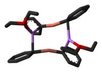 Lithium diphenylcuprate etherate dimer from crystal structure - 3D stick model