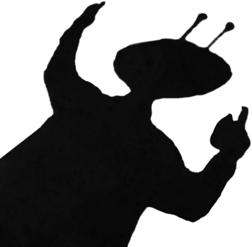 Shadow silhouette of the user in a crab cosplay, captured during a musical play