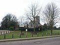 Village green, church and sign, Swainsthorpe