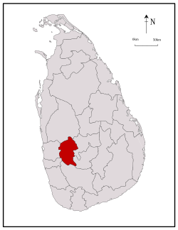 Map of Sri Lanka with Kegalle District highlighted