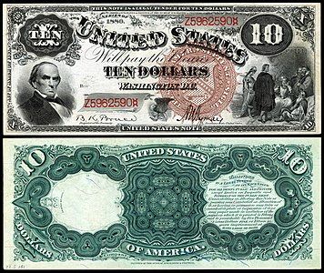 Ten-dollar United States Note from the series of 1880, by the Bureau of Engraving and Printing