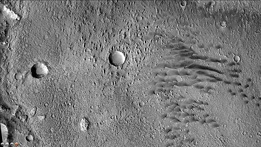 Dunes on floor of Jarry-Desloges Crater, as seen by CTX camera (on Mars Reconnaissance Orbiter). Note: this is an enlargement of the previous image of Jarry-Desloges Crater.