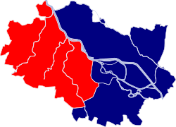 Location of Fabryczna within Wrocław (red)