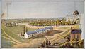 Image 38Portrait of the Mall and vicinity looking northwest from southeast of the U.S. Capitol, circa 1846–1855, showing stables in the foreground, the Washington City Canal behind them, the Capitol on the right and the Smithsonian "Castle", the Washington Monument and the Potomac River in the distant left. (from National Mall)