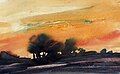 DAKOTA SUNSET, Plein air work completed on location as the sun was setting on the prairies of South Dakota. Copyright 2006 James Pollock.