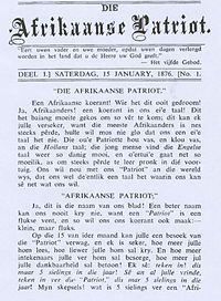 The first copy of Die Afrikaanse Patriot