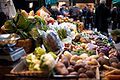 Vegetable stall at Borough Market in London, England