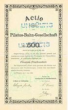 Share of the Pilatus Railway Company, issued 1. July 1888; founder's share