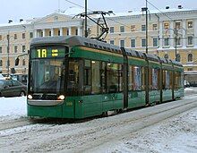 Above: Variotram at Senaatintori Below: Valmet MLNRV in Hakaniemi