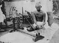 Gandhi spinning yarn. Gandhi promoted spinning yarn to reduce reliance on British machine-produced fabric and thereby boycott it. Boycotts are another act of nonviolent action.