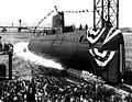 Image 12The launching ceremony of the USS Nautilus January 1954. In 1958 it would become the first vessel to reach the North Pole. (from Nuclear power)